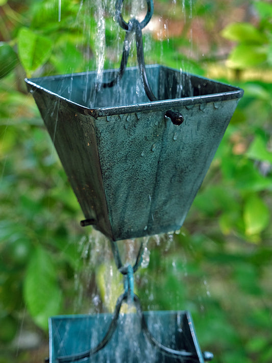 XL Square Cups Patina Rain Chain 3121-XL-PAT