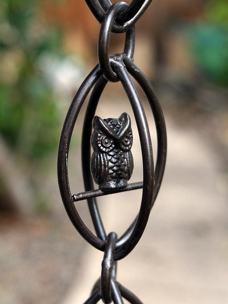 Owls™ Aluminum Rain Chain w/ Bronze Finish   3140-OWL-BRZ