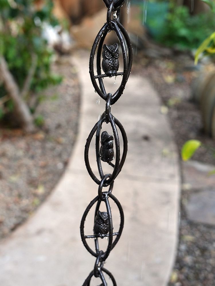 Owls™ Aluminum Rain Chain w/ Bronze Finish   3140-OWL-BRZ
