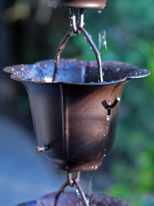 Bronze Flower Cup Rain Chain 3149-BRZ