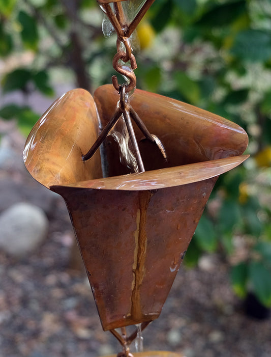 4180-COP Desert Flower Cup Copper Rain Chain - 8 Ft
