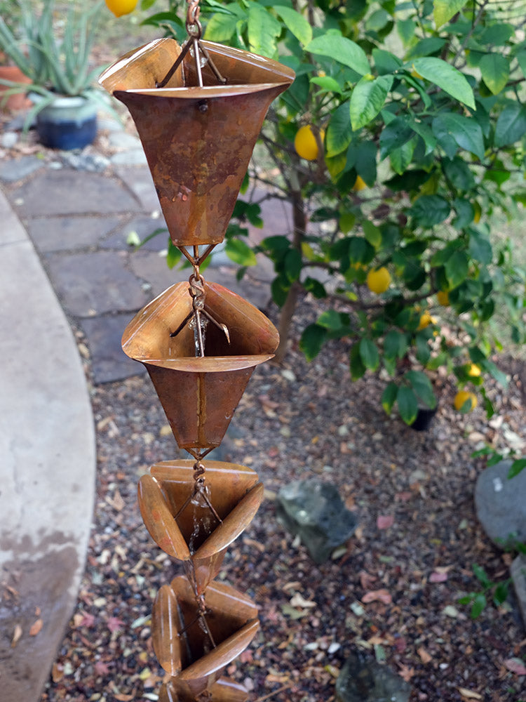 4180-COP Desert Flower Cup Copper Rain Chain - 8 Ft