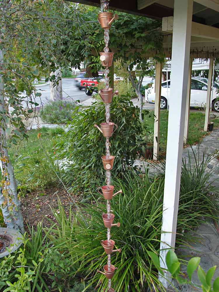 Watering Can Cups 4242 Pure Unfinished Copper Rain Chain
