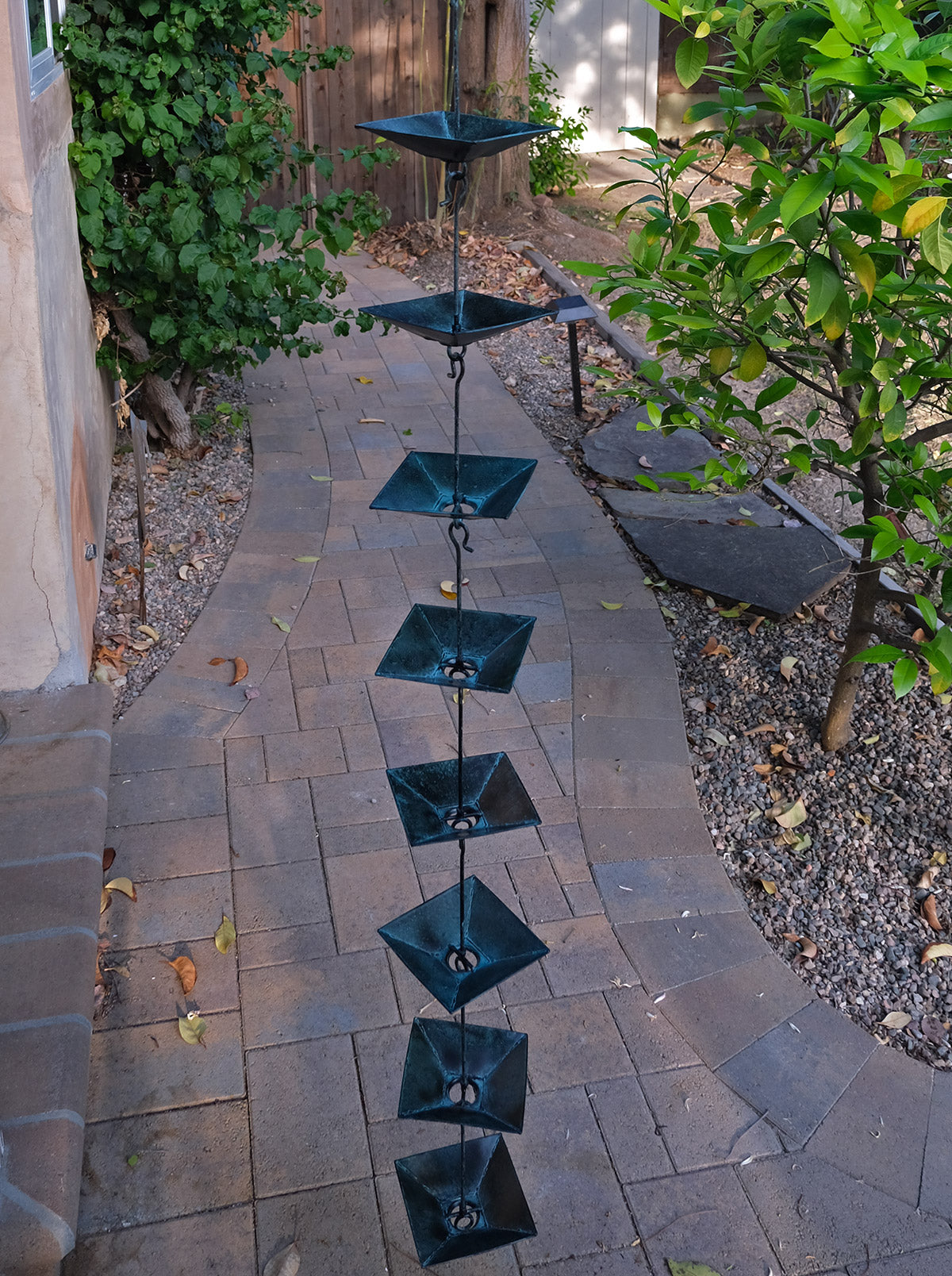 Pagoda Cups Square Patina Rain Chain 4297-PAT