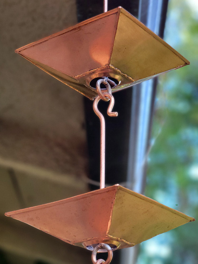 Pagoda Cups Square Copper Plated Rain Chain 4297-COP