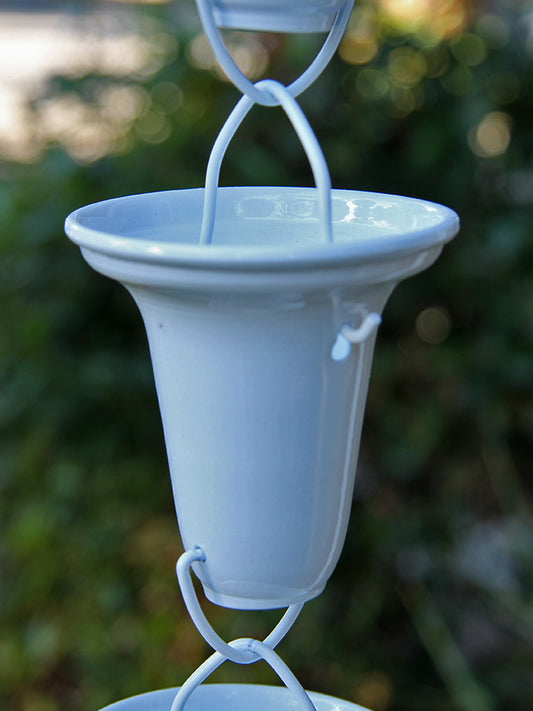 White Powder Coated Aluminum Flared Cups Rain Chain 7228-WHT