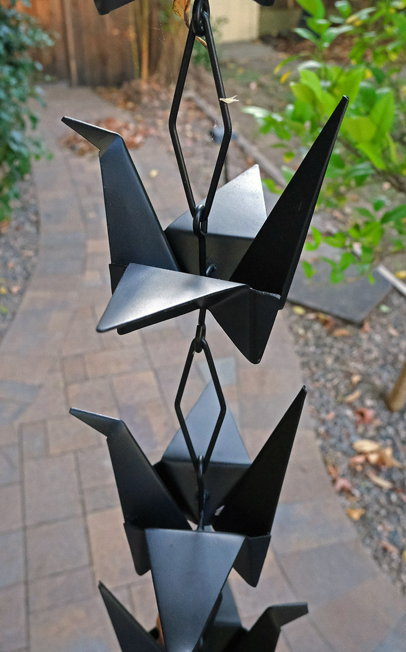 Origami Cranes Black Rain Chain GL5242-BLK