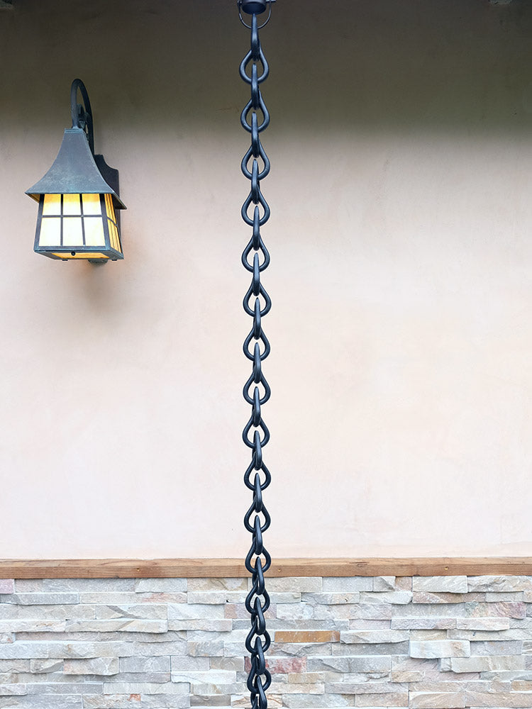 Black Cast Link Droplet Chain Aluminum With Black Powder Coating #CL01-DRP-BLK