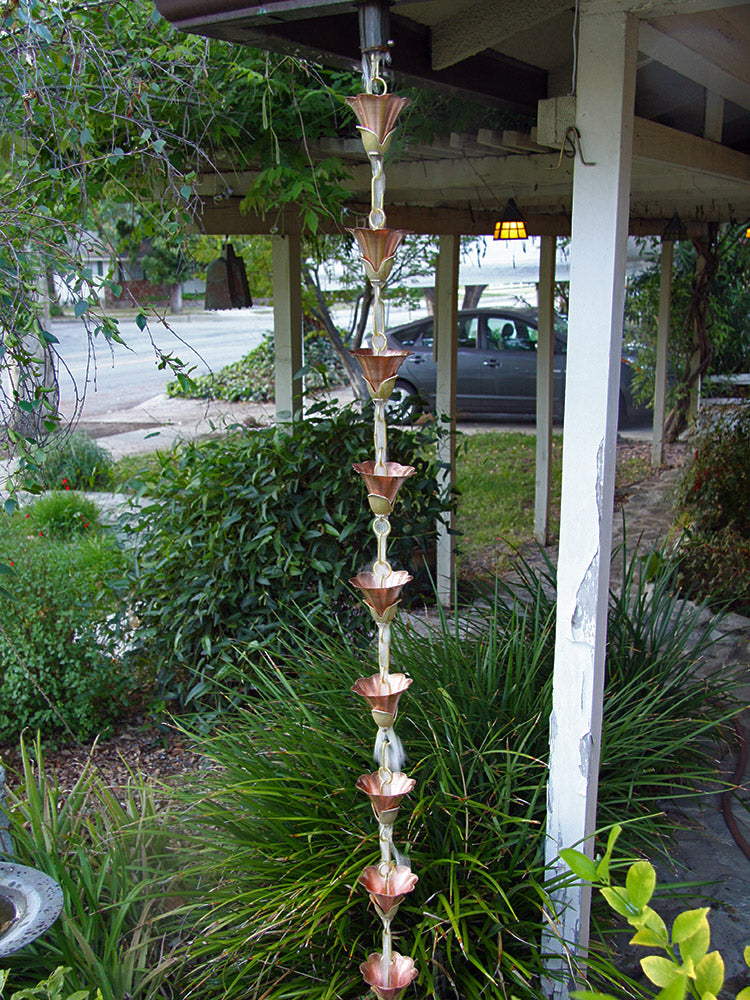 Kanji Cups #1 Pure Copper and Brass Rain Chain 3126-1