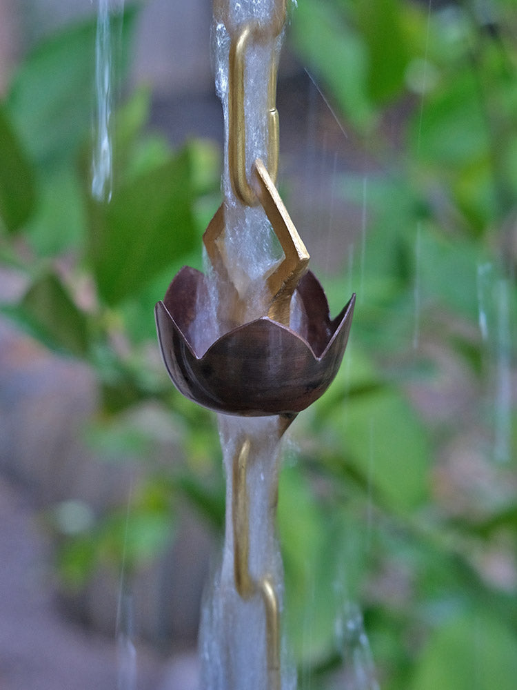 Lotus Rain Chain copper and brass LRC-1-COP