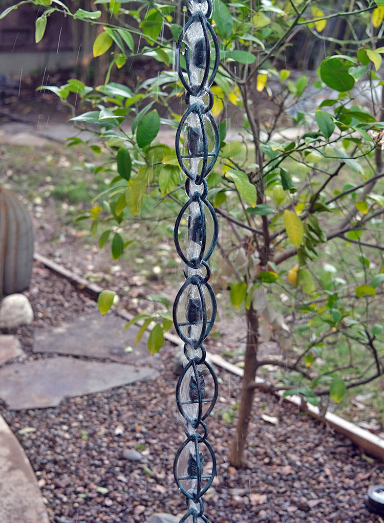 Owls™ Aluminum Rain Chain w/ Patina Finish   3140-OWL-PAT