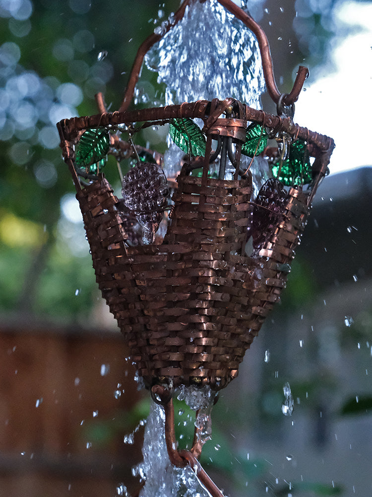 Copper Basket and Glass Cups #RC-54