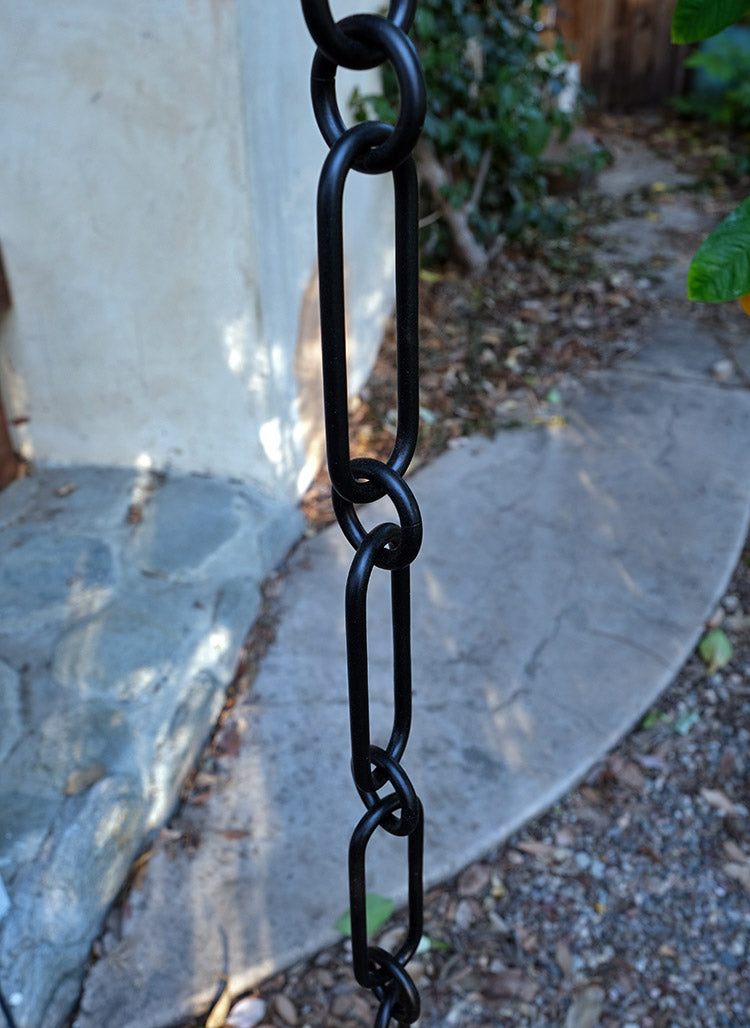 T6-BLK Extended Link Rain Chain Powder Coated Black