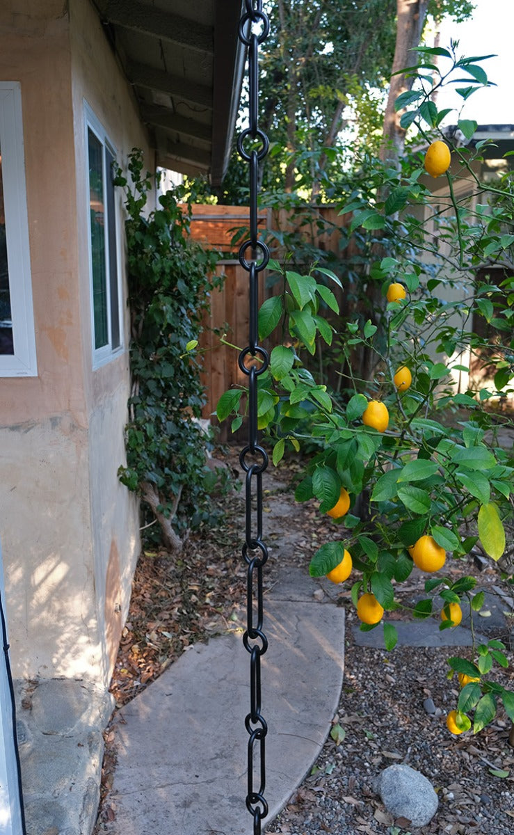 T6-BLK Extended Link Rain Chain Powder Coated Black