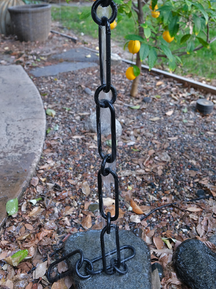 T6-BLK Extended Link Rain Chain Powder Coated Black