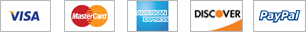 We accept Visa, mastercard, American Express, Discover, and PayPal