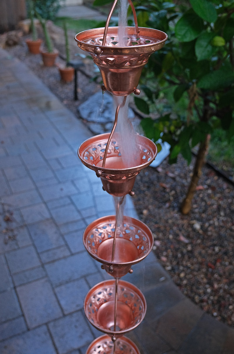 Florence Cups Pure Copper Rain Chain  1055-COP