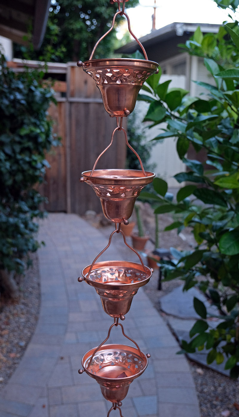 Florence Cups Pure Copper Rain Chain  1055-COP
