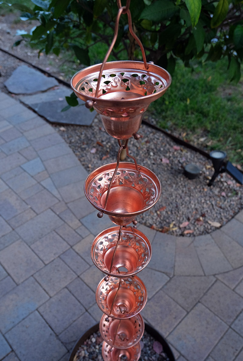 Florence Cups Pure Copper Rain Chain  1055-COP