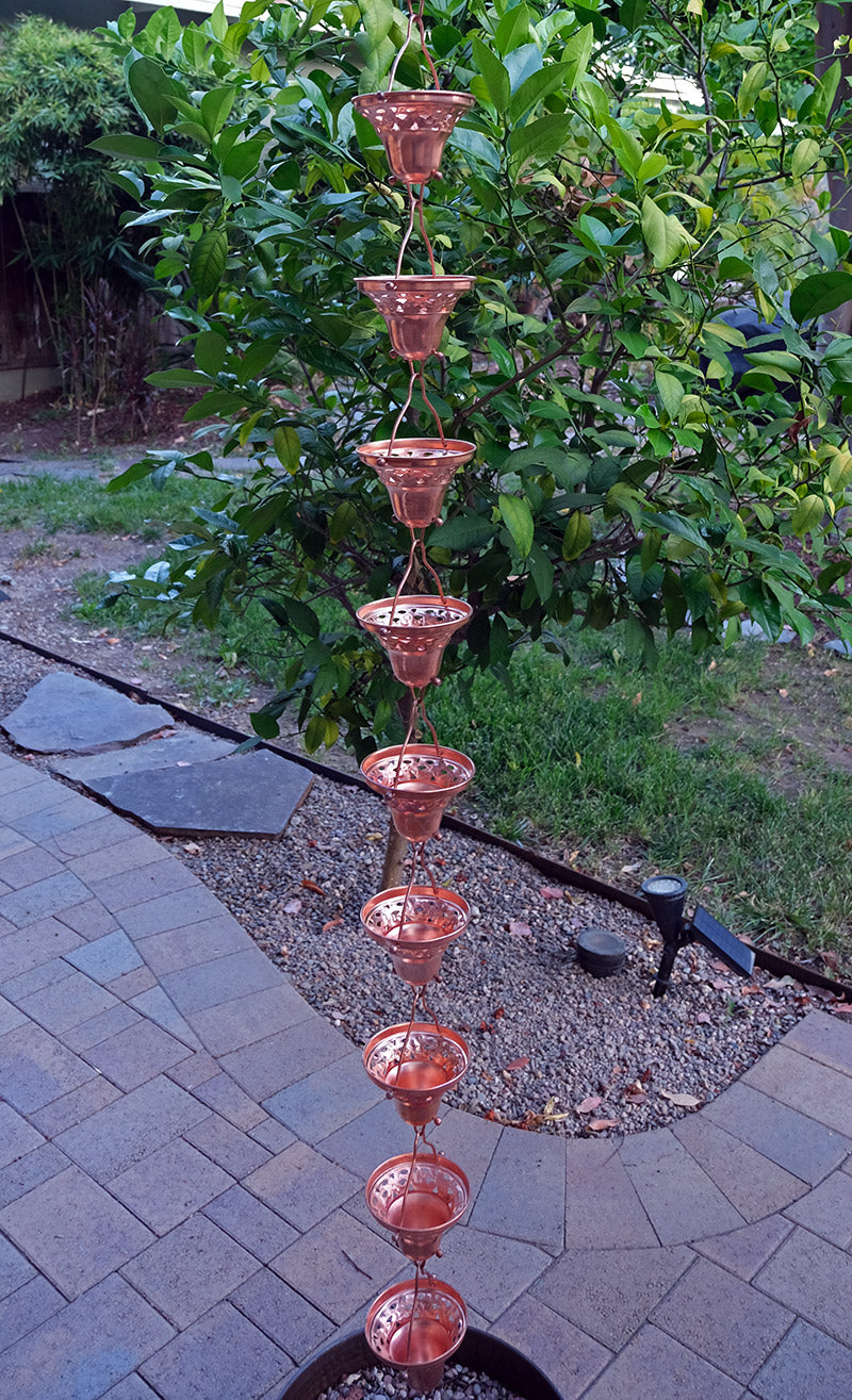 Florence Cups Pure Copper Rain Chain  1055-COP