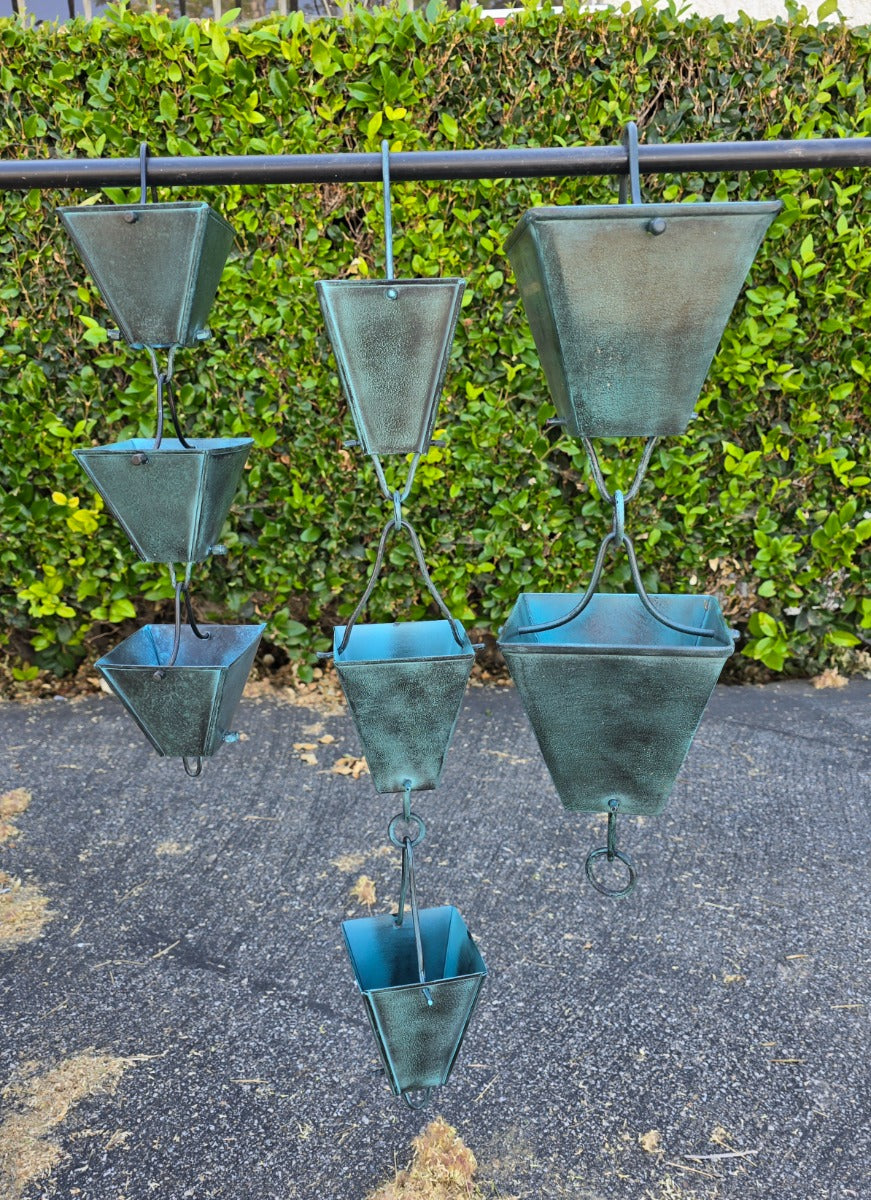 Medium Square Cups Patina Rain Chain #3121-M-PAT