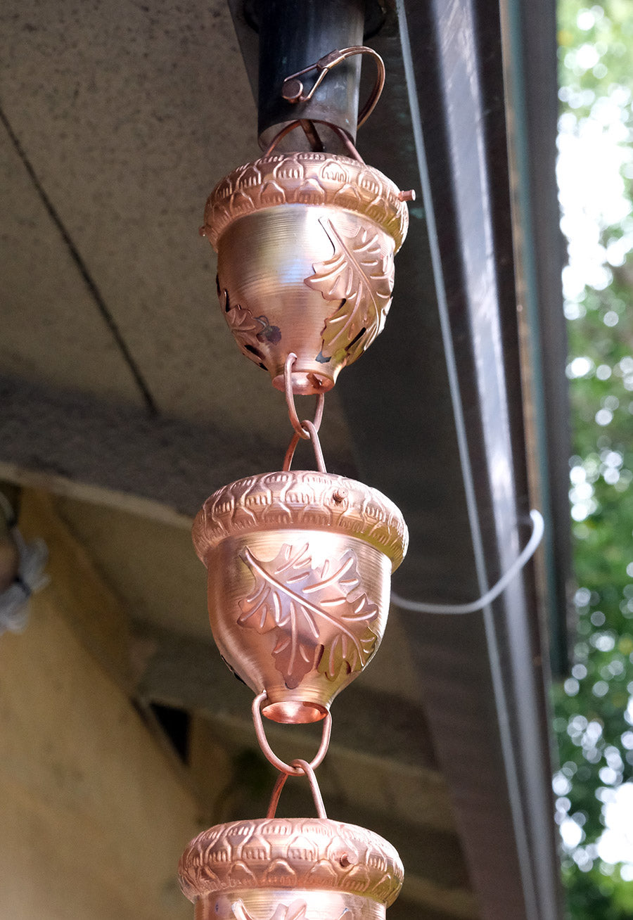 Oak Leaves™ Pure Unfinished Copper Rain Chain  2688-L-COP