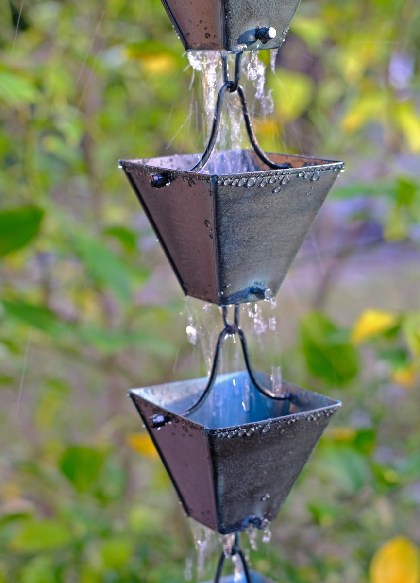 Medium Square Cups Patina Rain Chain #3121-M-PAT