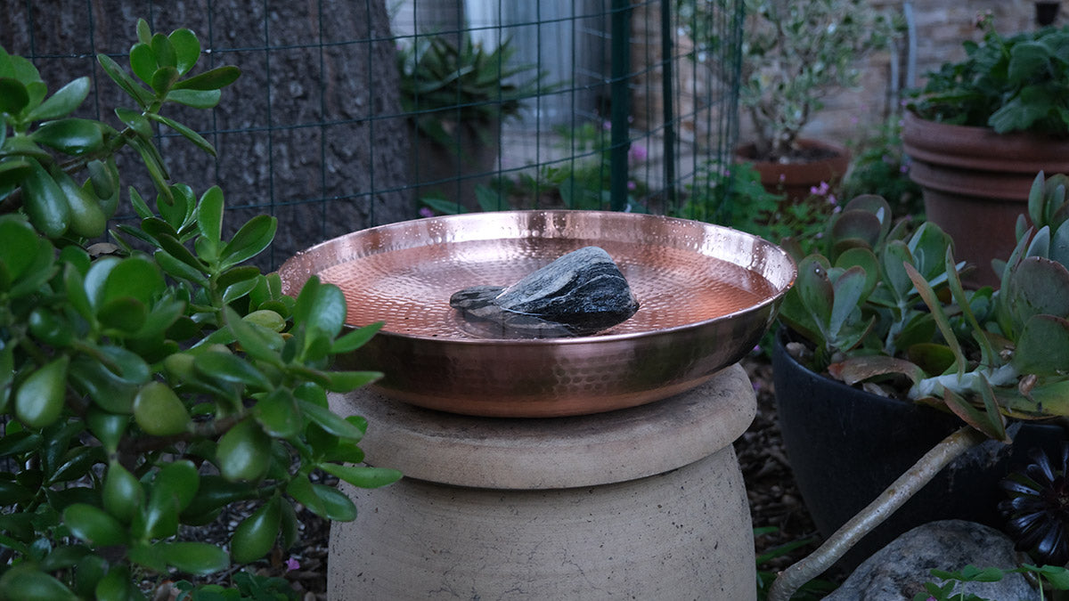 3145-COP-BB-RND Round Birdbath Dish Pure Copper