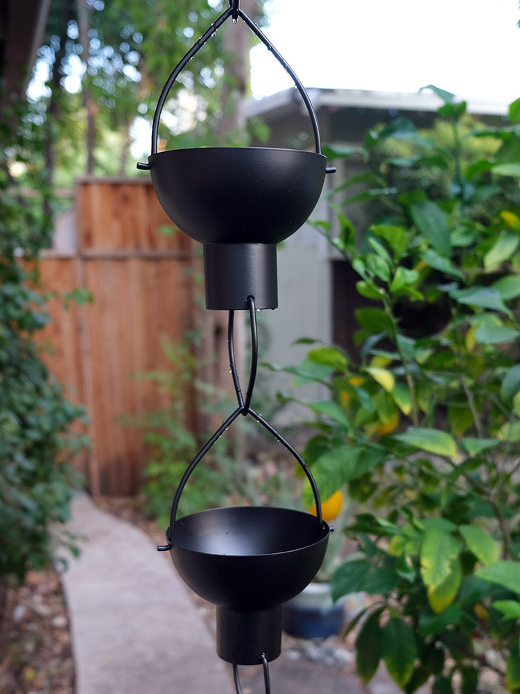 Modern Flower Cup Black Powder Coat #4182 – RainChains.com