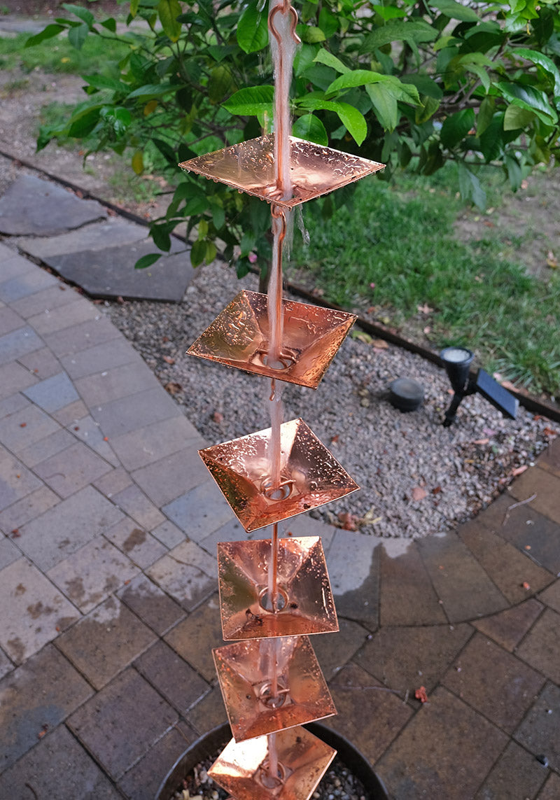Pagoda Cups Square Copper Plated Rain Chain  4297-COP