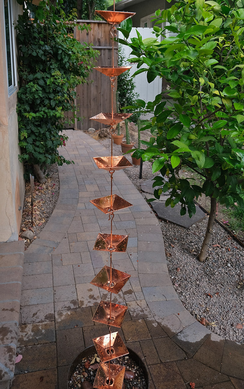 Pagoda Cups Square Copper Plated Rain Chain  4297-COP