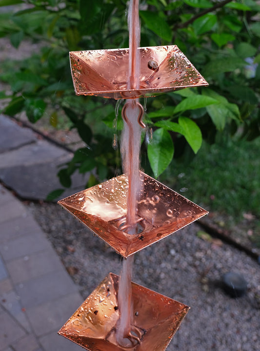 Pagoda Cups Square Copper Plated Rain Chain  4297-COP