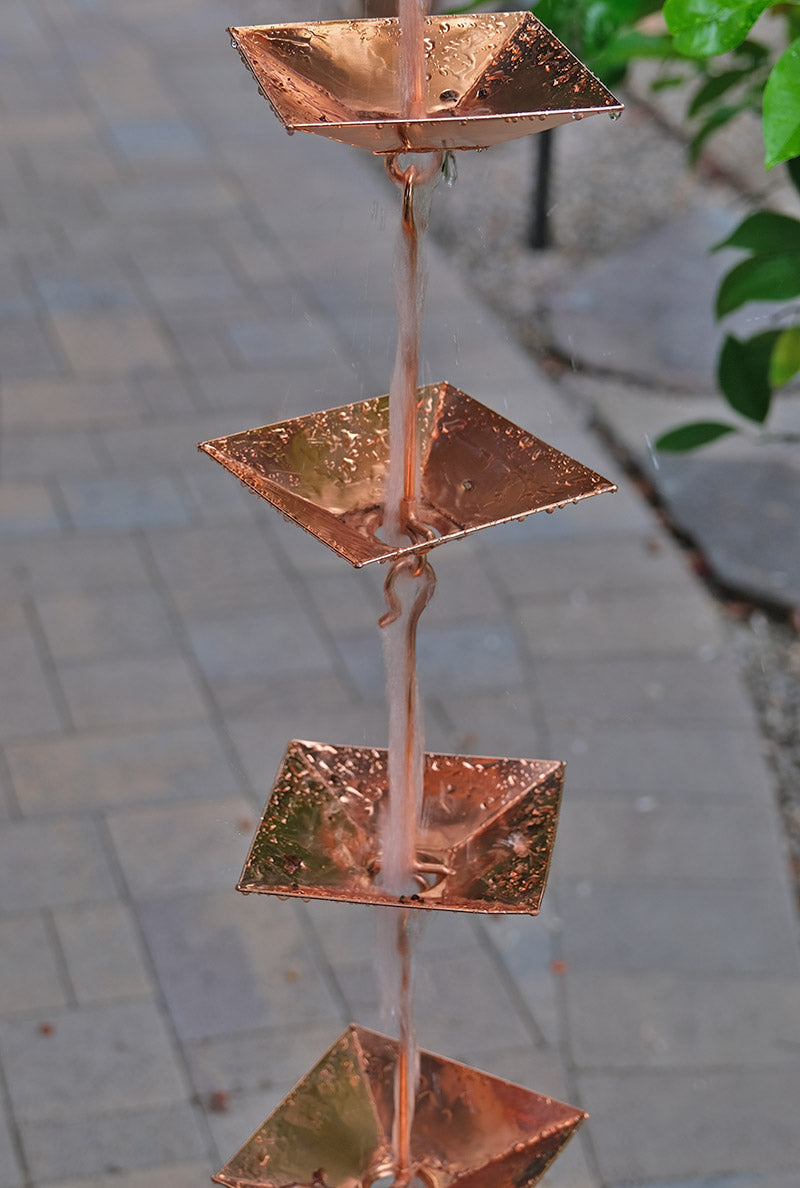 Pagoda Cups Square Copper Plated Rain Chain  4297-COP