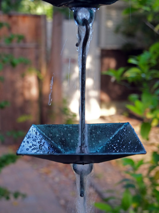 Pagoda Cups Square Patina Rain Chain  4297-PAT