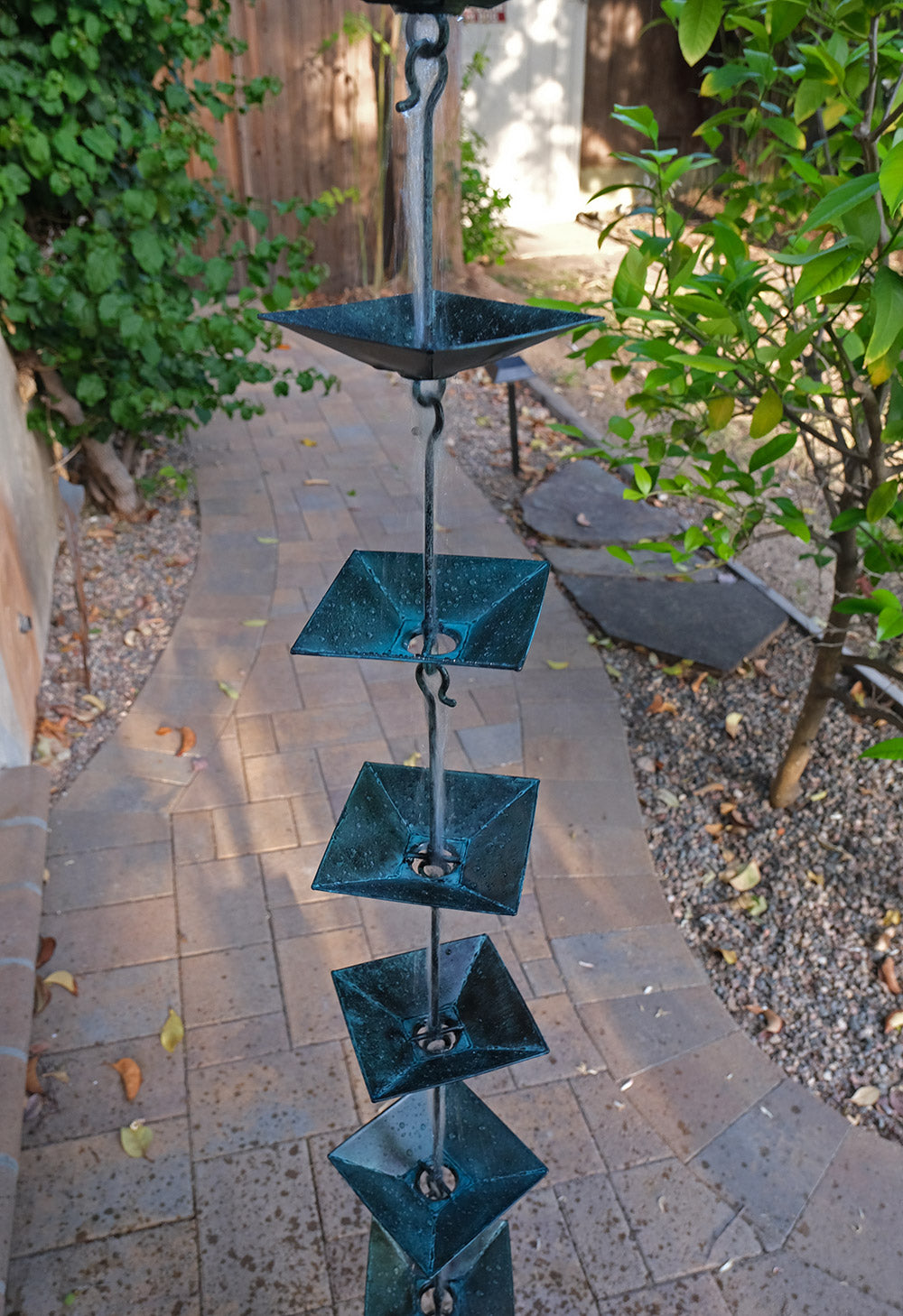 Pagoda Cups Square Patina Rain Chain  4297-PAT