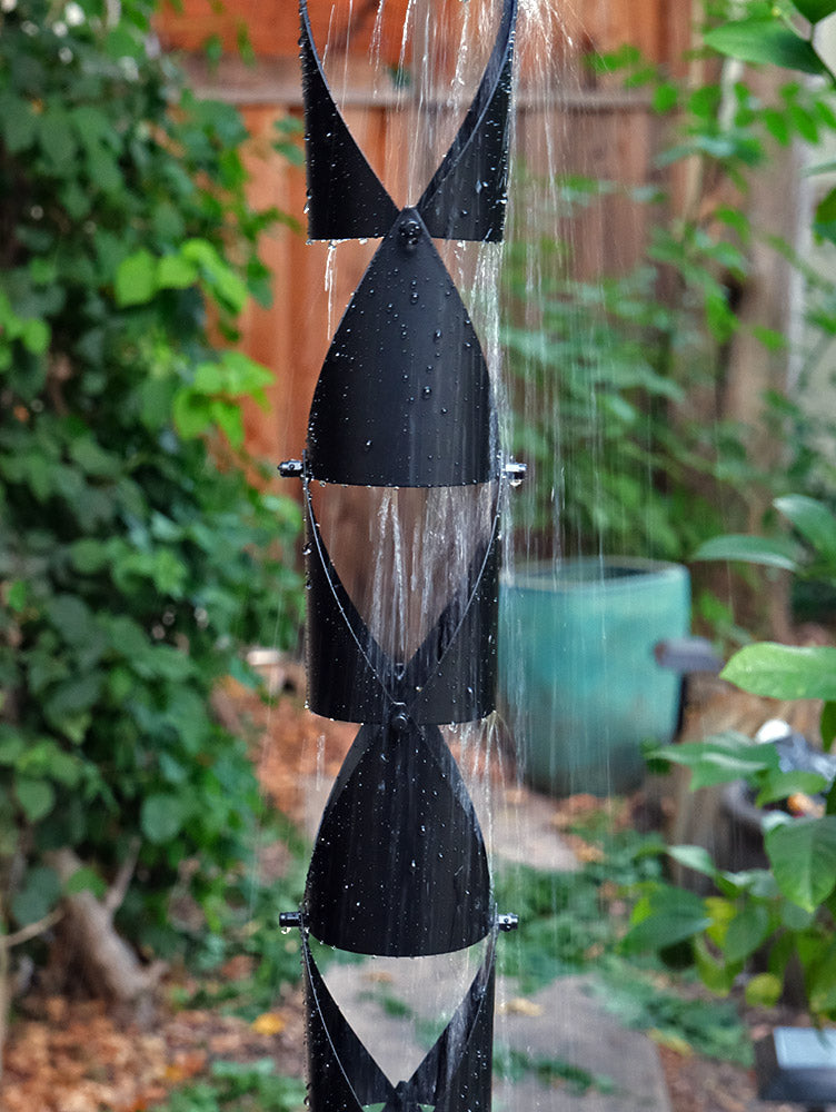 Origami™ II Round Black Rain Chain