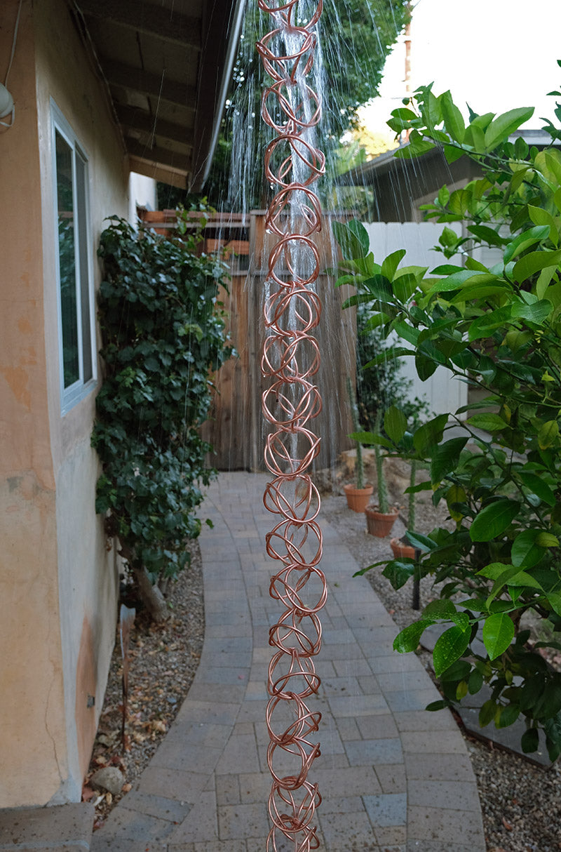 Geo Circles™ Pure Copper Rain Chain SKU 4595-COP