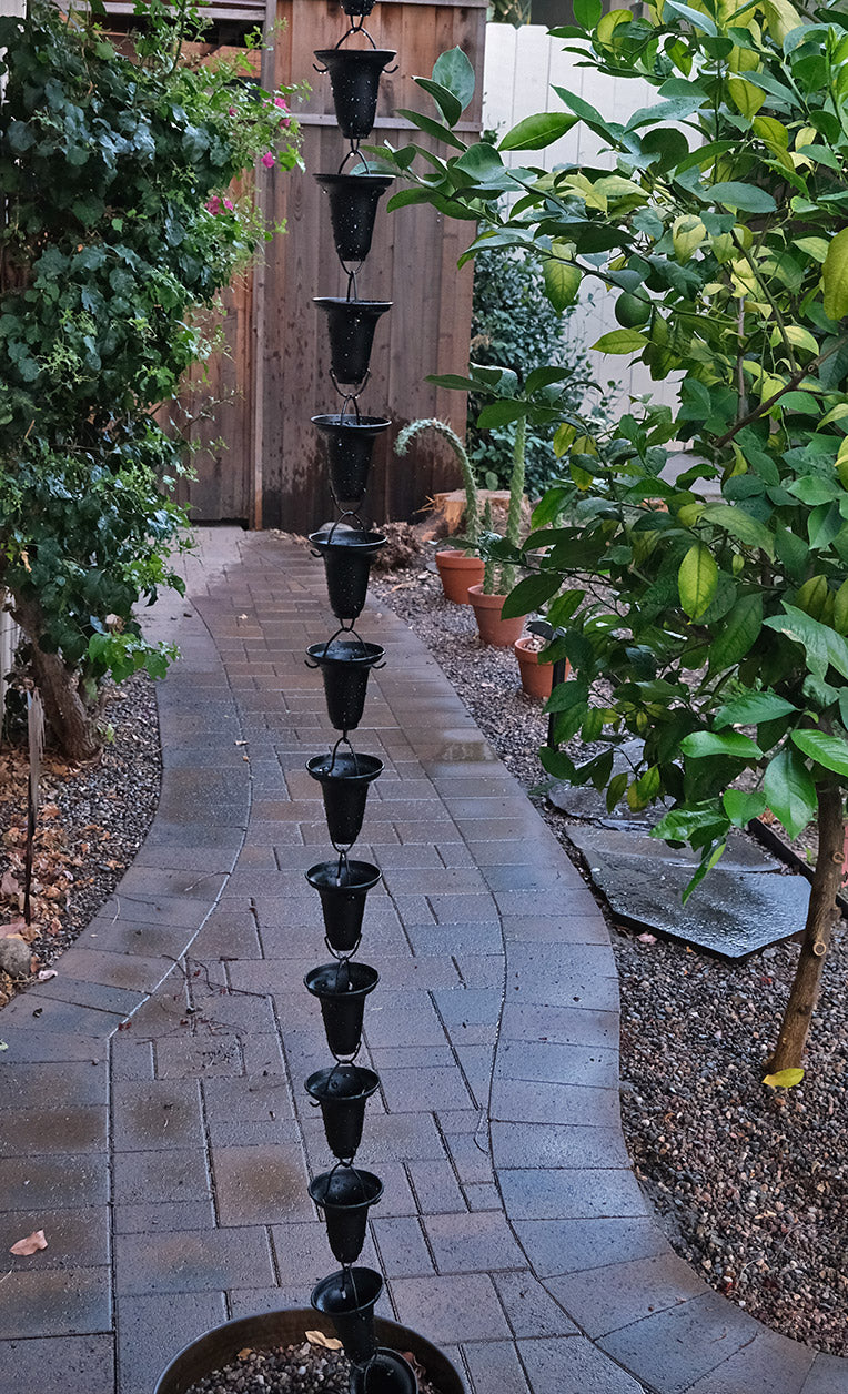 Black Powder Coated Aluminum Flared Cups 7228-BLK – RainChains.com