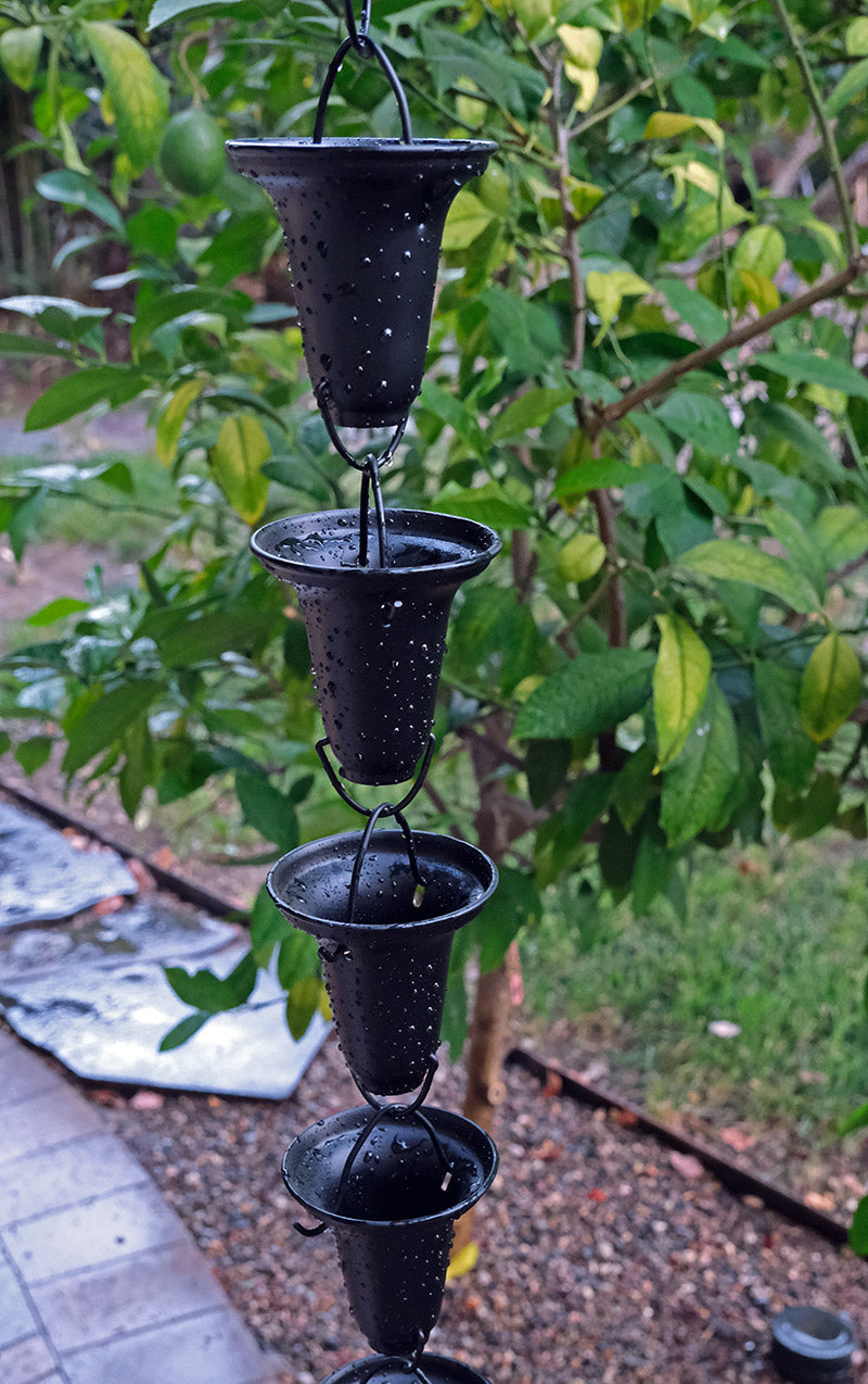 Black Powder Coated Aluminum Flared Cups 7228-BLK – RainChains.com