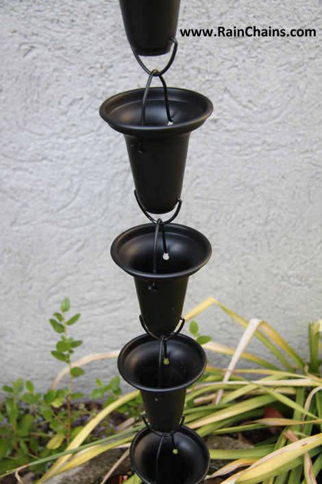 Black Powder Coated Aluminum Flared Cups 7228-BLK – RainChains.com