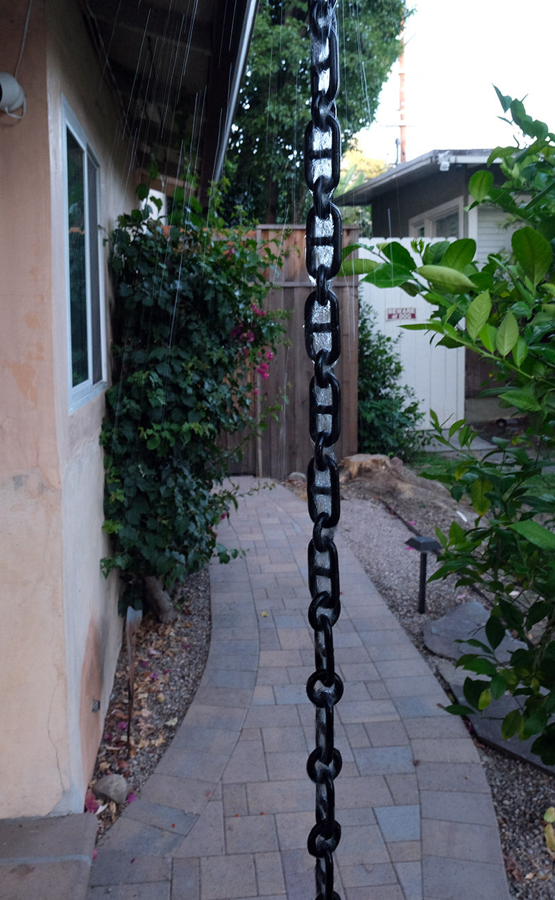 Black Anchor Link Rain Chain ANCH-01-BLK