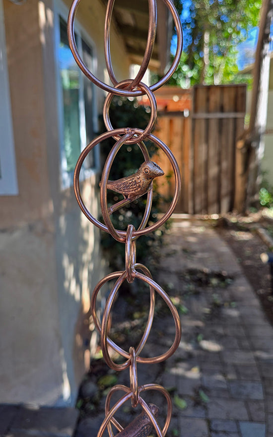 3130-BIC-COP Pure Copper Bird in a Cage Rain Chain – RainChains.com