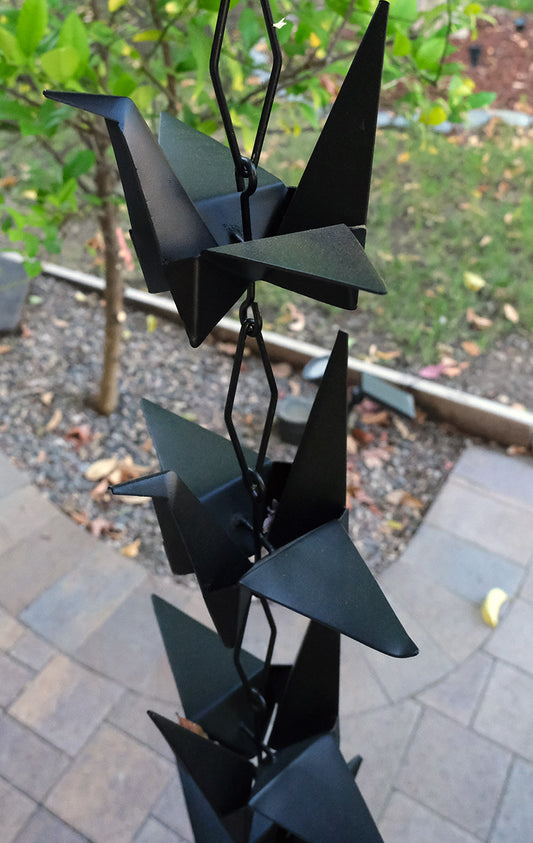 Origami Cranes Black Rain Chain  GL5242-BLK