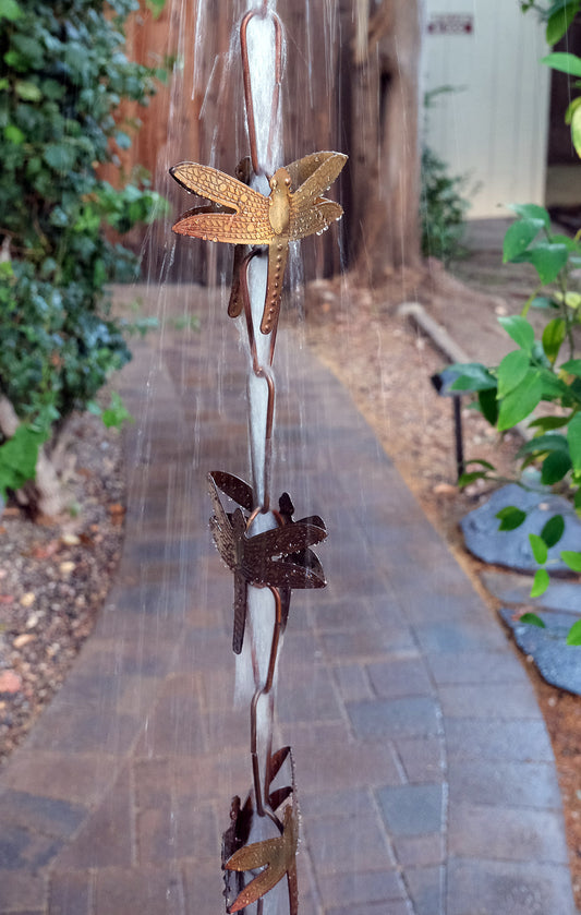 Dragonflies Steel Rain Chain Nature Series