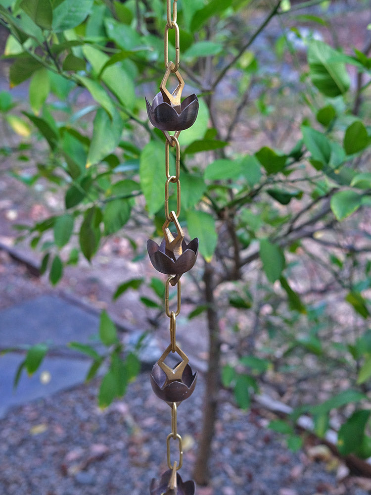 Lotus Rain Chain copper and brass LRC-1-COP