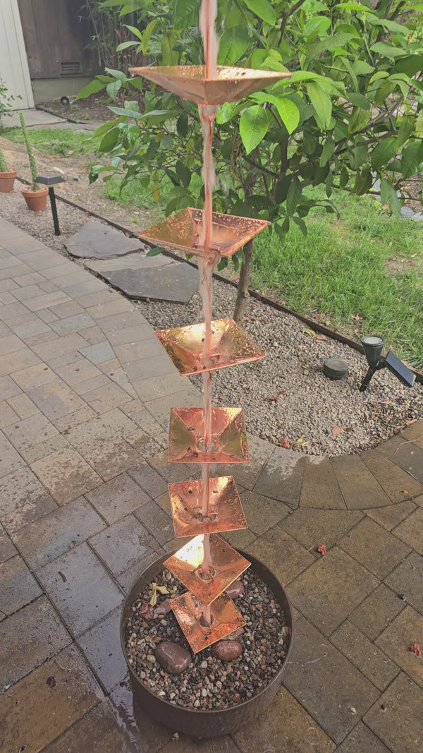 Pagoda Cups Square Copper Plated Rain Chain  4297-COP 