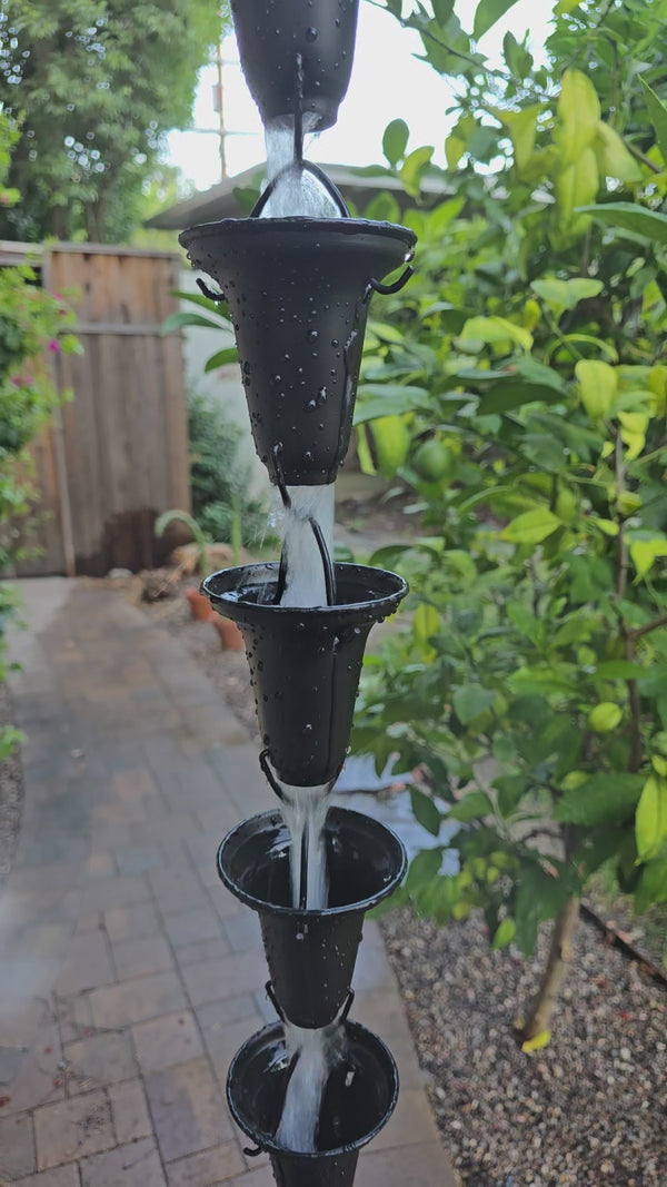 Black Powder Coated Aluminum Flared Cups 7228-BLK – RainChains.com
