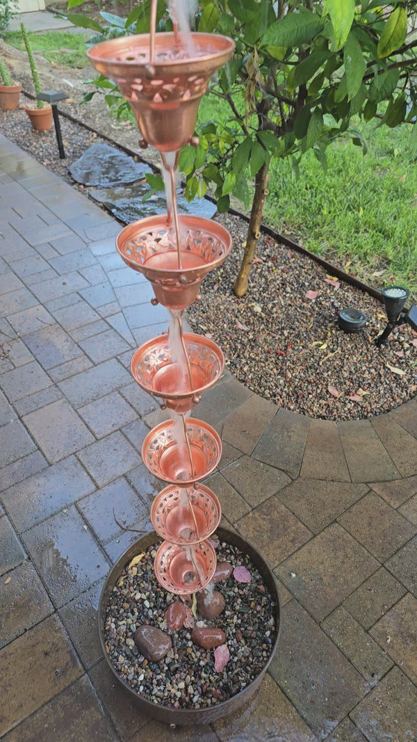 Florence Cups Pure Copper Rain Chain  1055-COP 