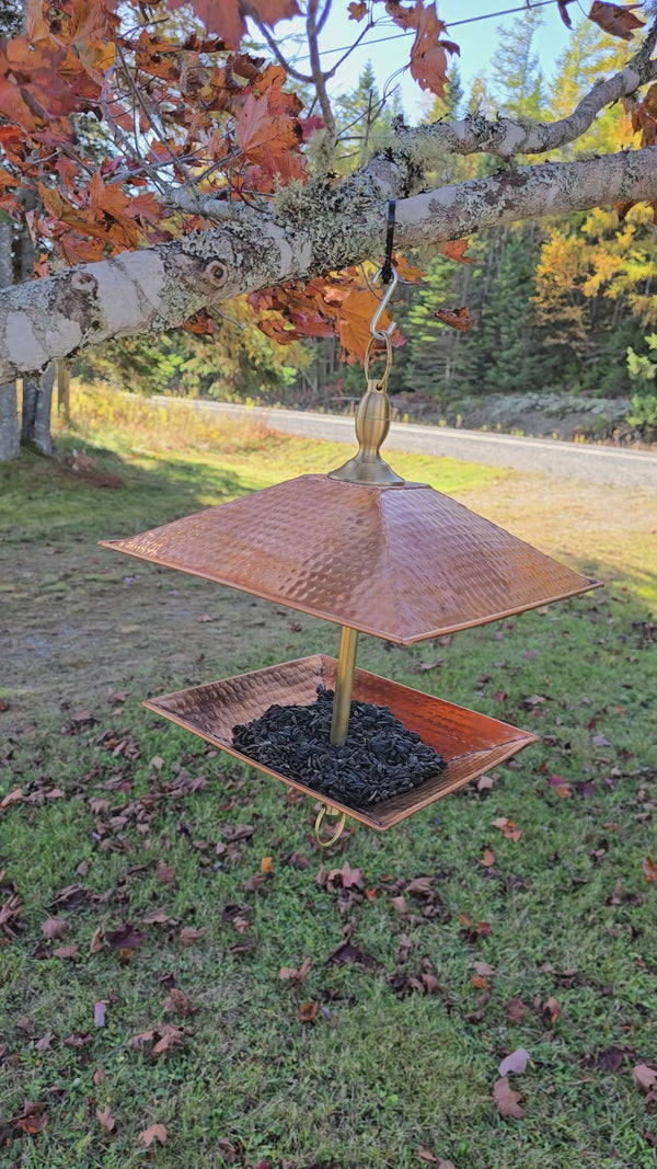 EasyFill™ Copper and Brass Square bird feeder 3102-SQ 