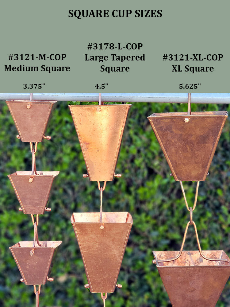 大幅値下げ！レア！After Rain - Club Lovin Extra Large Square Unfinished Copper Cups #3121-XL – RainChains.com